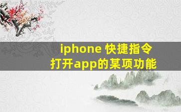 iphone 快捷指令 打开app的某项功能